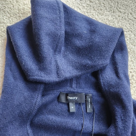 NWT Theory Wool-Cashmere blend hoodie Navy medium - Picture 9 of 16
